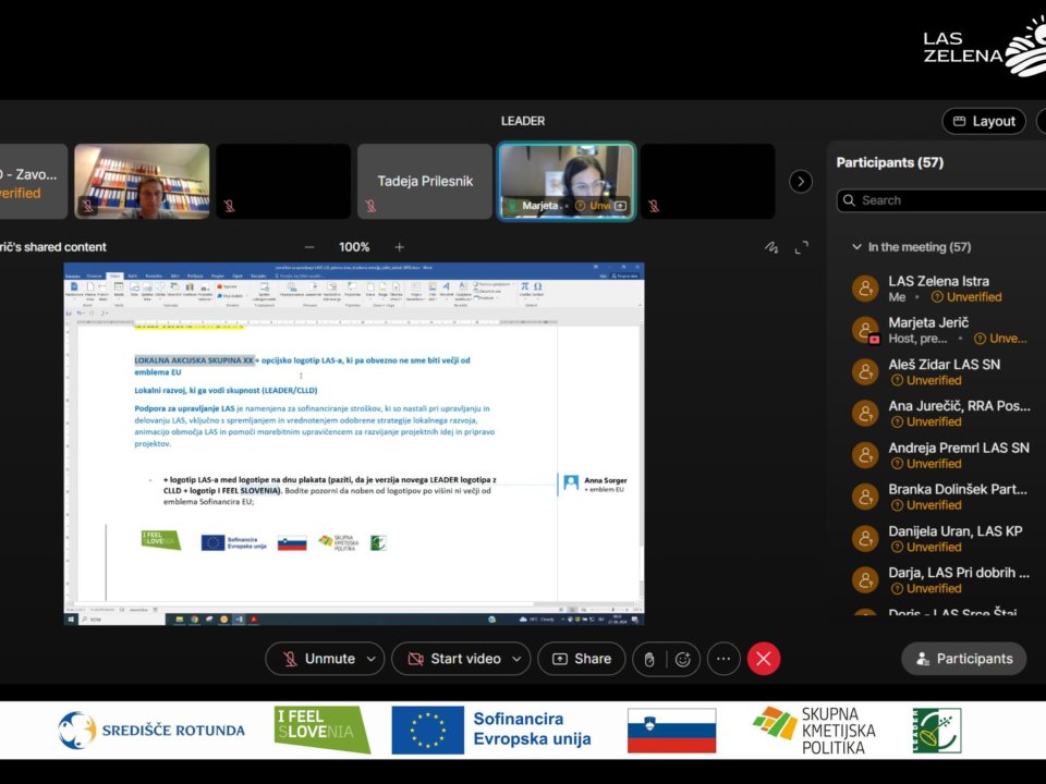 Sestanek o označevanju podpore za upravljanje LAS