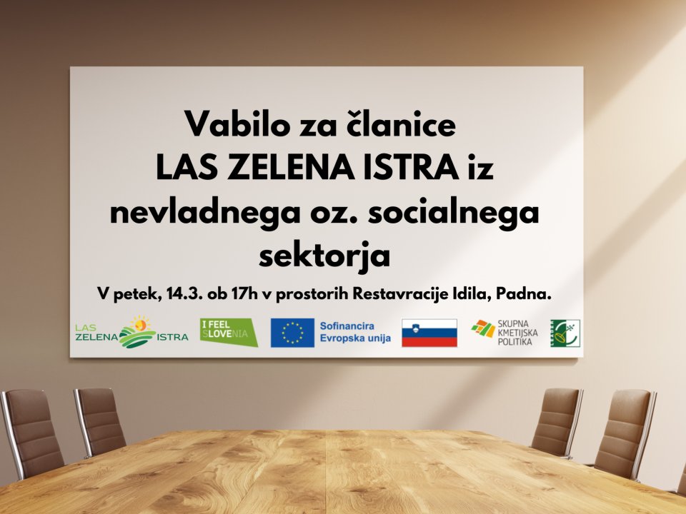 Vabilo: Srečanje članic LAS Zelena Istra iz nevladnega oz. socialnega sektorja