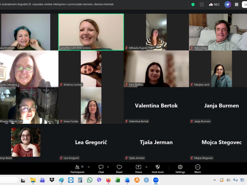 Uspe&scaron;no zaključena delavnica: Uporaba umetne inteligence v promocijske namene