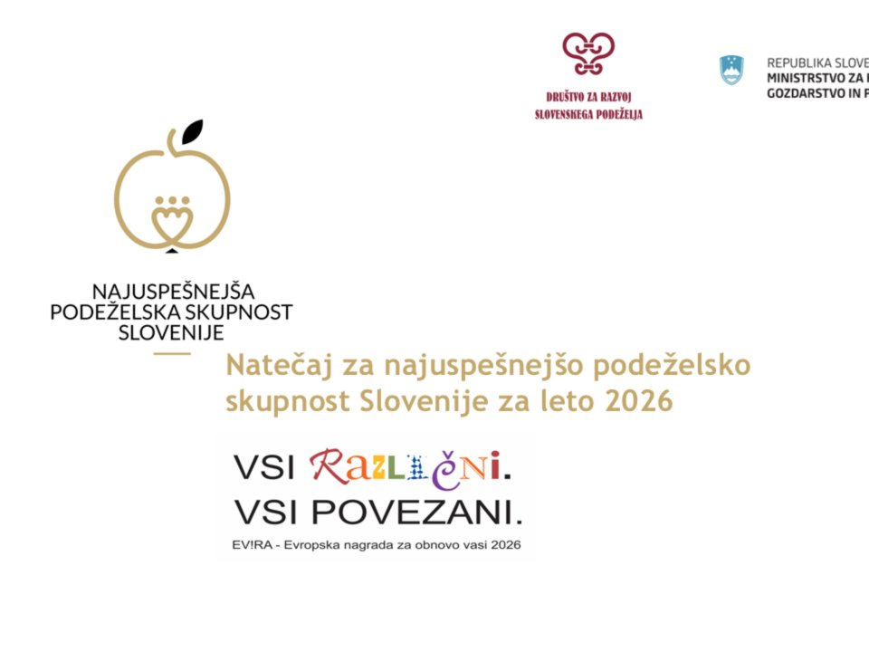 PODALJ&Scaron;AN ROK PRIJAVE! 4. Nacionalni natečaj za najuspe&scaron;nej&scaron;o podeželsko skupnost 2026